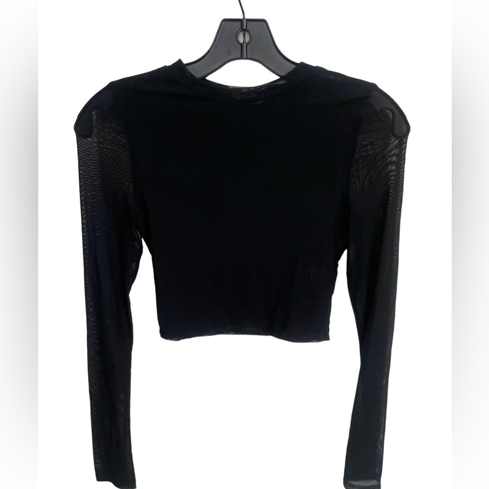 HOT‎ & Delicious Double Mesh Long Sleeves Black Top